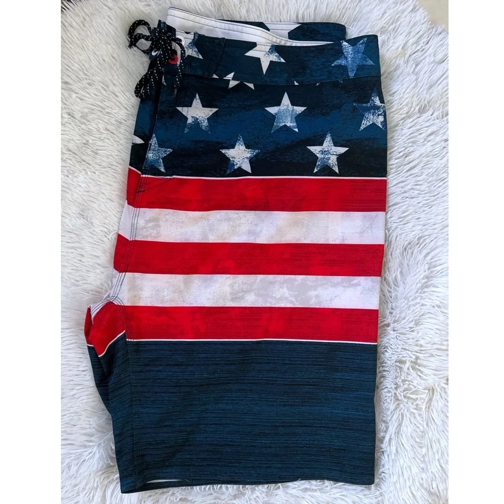 Burnside Board Shorts/Swim Trunks 38 American Flag - Picture 1 of 4